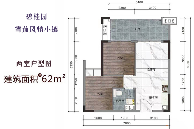 碧桂园雪茄风情小镇建面62户型图