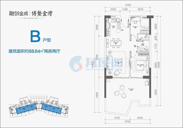 (瞰海高层B户型图)