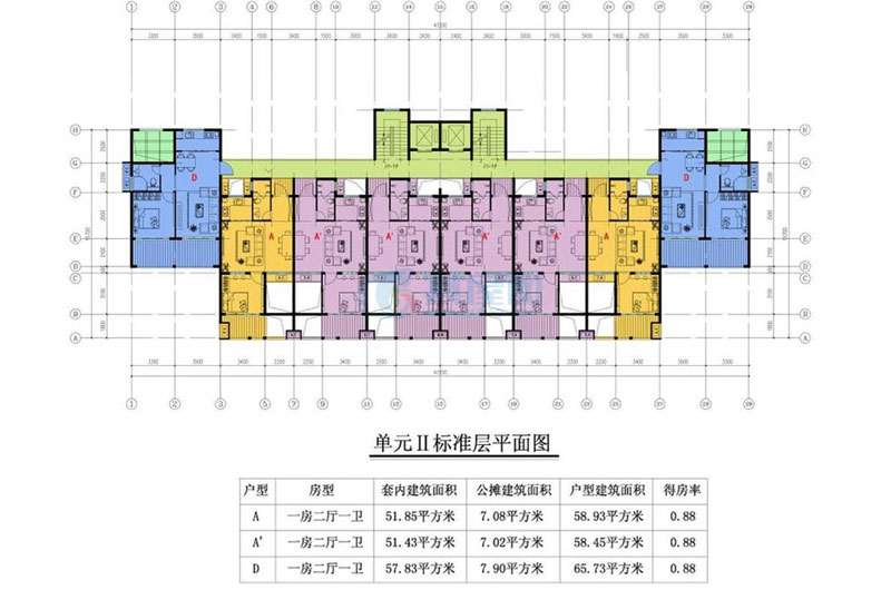单元II标准层平面图